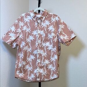 Goodiellow&co‎ brown and White Casual Button Down Shirt with Palm Print
